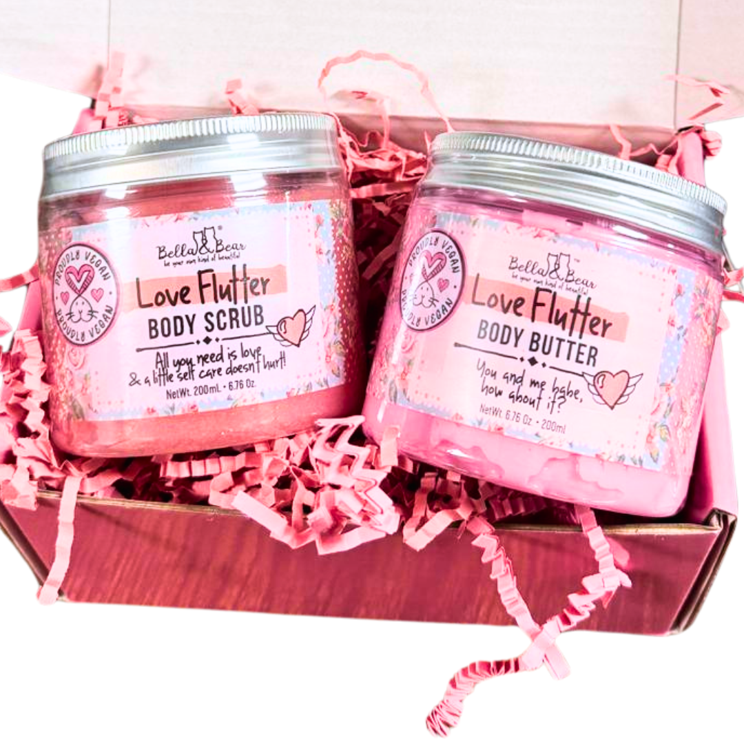 Love Flutter Gift Set | Body Scrub | Body Butter | Valentines Gift
