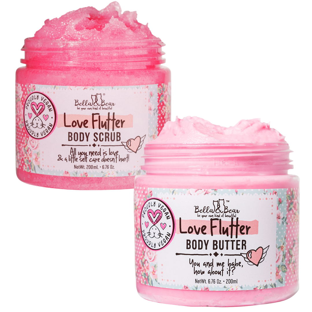 Love Flutter Gift Set | Body Scrub | Body Butter | Valentines Gift