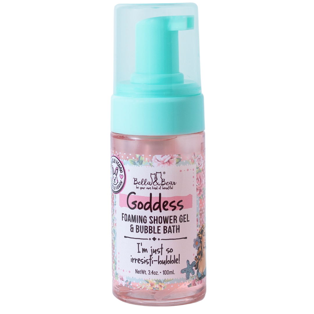 Goddess Tropical Scented 2 in 1 Foaming Shower Gel & Bubble Bath, Lip Care Set, & Moisturizing Exfoliating Body Scrub Gift Set