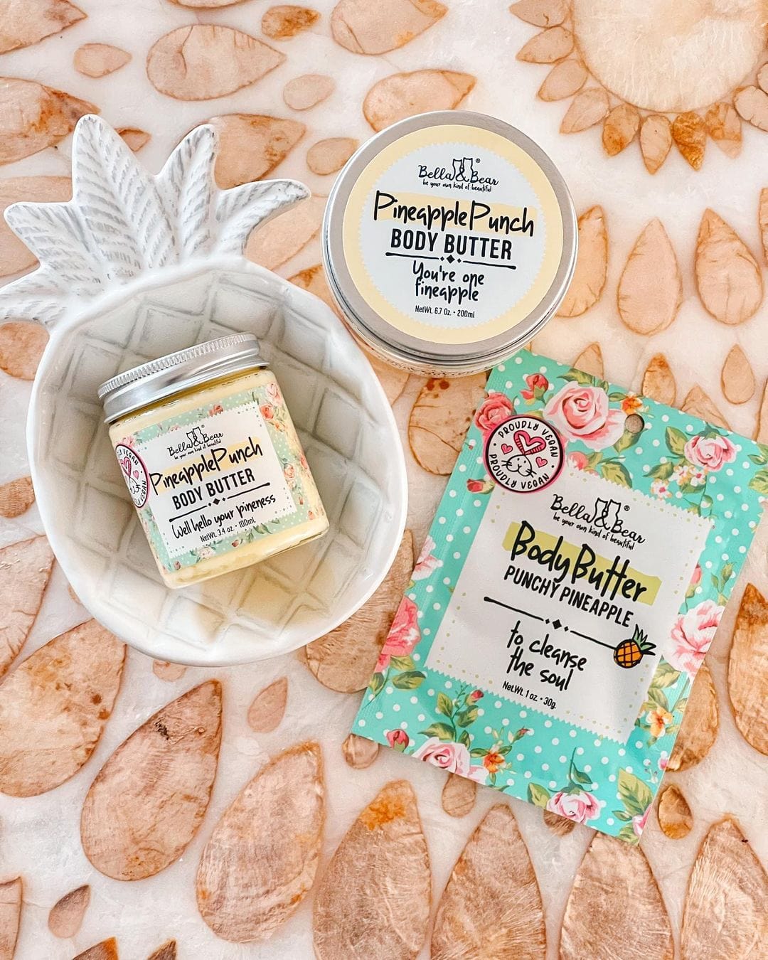 Bella and Bear Bath & Body Care Travel Size Pineapple Body Scrub Exfoliator mini 1oz x 24