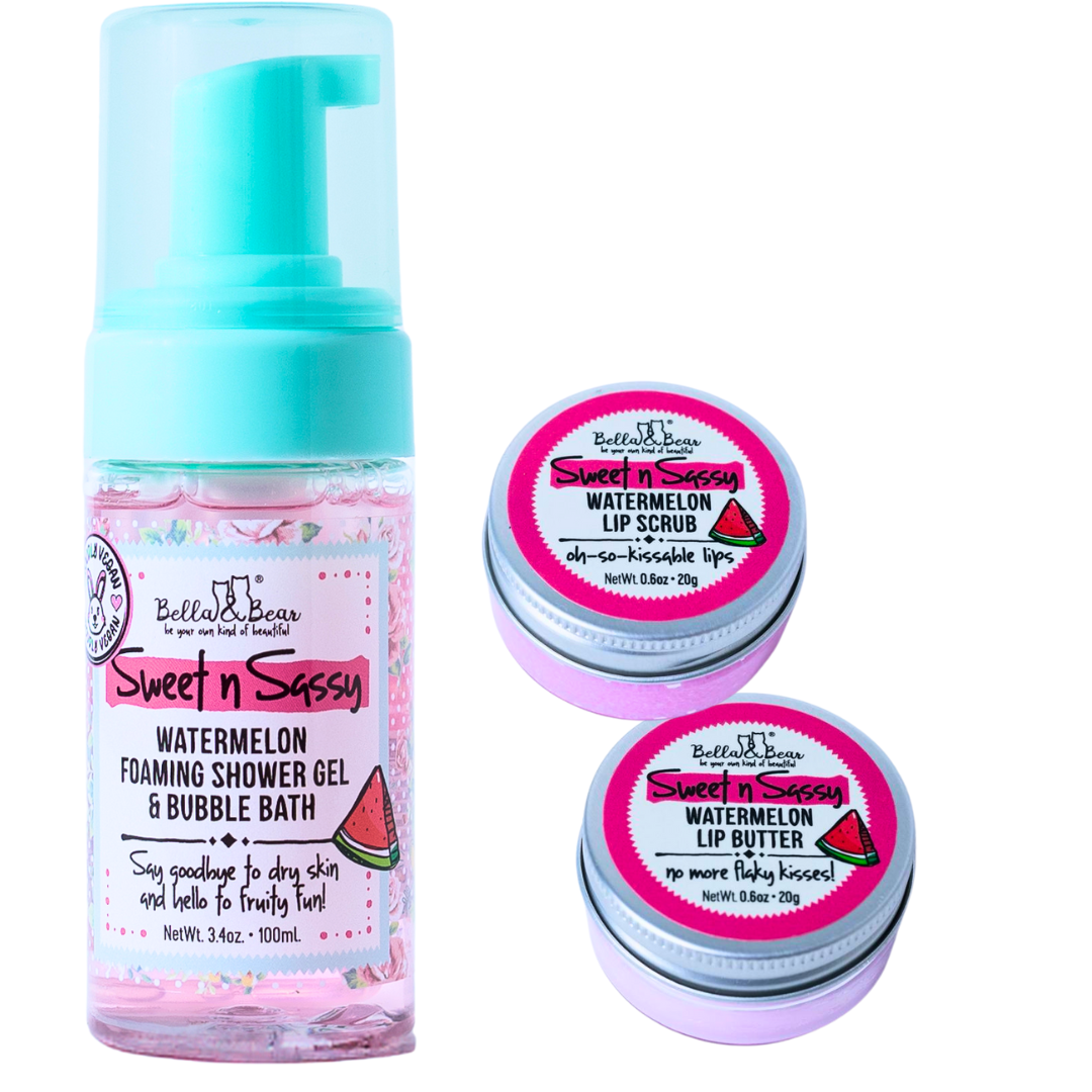 Sweet 'n' Sassy Mini Bath & Body Gift Set with Foaming Shower Gel & Lip Set