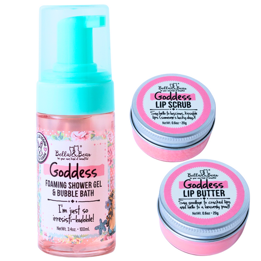 Goddess Tropical Scented 2 in 1 Foaming Shower Gel & Bubble Bath & Lip Care Set Gift Set