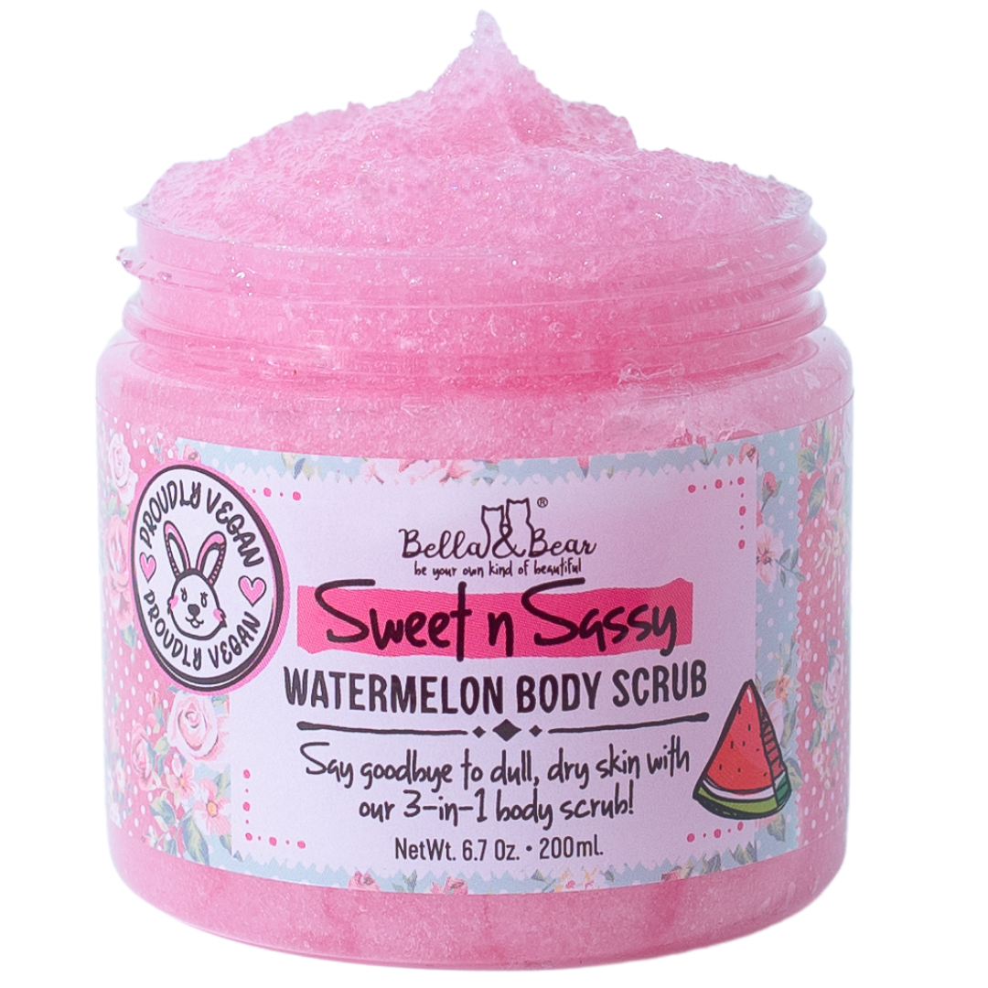 Sweet 'n' Sassy Watermelon Gift Set with Foaming Bath Milk, Sugar Scrub, LIp Scrub and Lip Butter