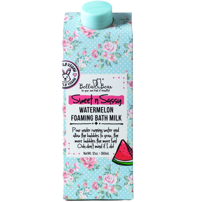 Sweet 'n' Sassy Watermelon Gift Set with Foaming Shower Gel & Bubble Bath, Foaming Bath Milk, Body Scrub, Lip Butter & Lip Scrub