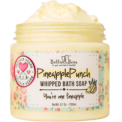 Bella and Bear Health & Beauty Pineapple Punch Whipped Bath Soap, Moisturizing Wash 6.7oz x 6 units per case