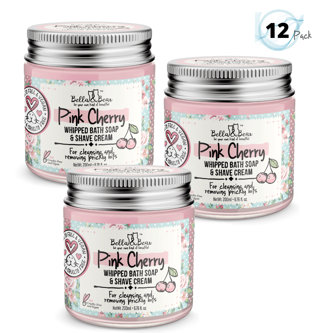 Bella and Bear Bath & Body Care Pink Cherry Whipped Bath Soap & Shave Cream 6.7oz X 12 - C